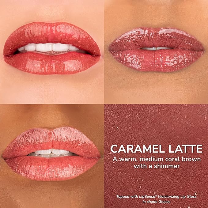 SeneGence LipSense Caramel Latte Liquid Lipstick and Glossy Clear Lip Gloss Duo – 18HR Wear, Hydrating, Waterproof, Transfer-Proof