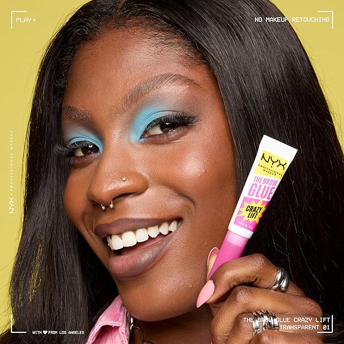 NYX PROFESSIONAL MAKEUP The Brow Glue Crazy Lift, Brow Lamination Gel with 16HR Strong Hold & Built-In Styling Comb - Clear Eyebrow Gel