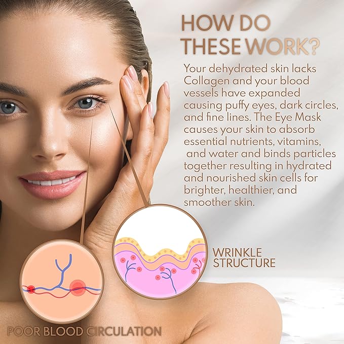 Under Eye Anti-Aging Eye Mask Collagen Patch Treatment for Minimizing Wrinkles, Puffy Eyes, Eye Bags, Dark Circles, Fine Lines Under the Eye, Looking Less Tired, Revitalizing, Moisturizing and Refreshing Your Skin 12 Pairs (Gold)