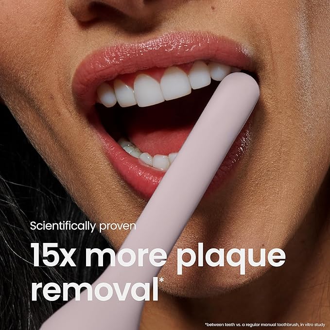 Quip Ultra Next Generation Smart Toothbrush - Timed Electric Toothbrush with Case - Replaceable Brush Head, Soft Bristles, Silicone Handle, 30-Day Battery Life - Travel Toothbrush - Stone