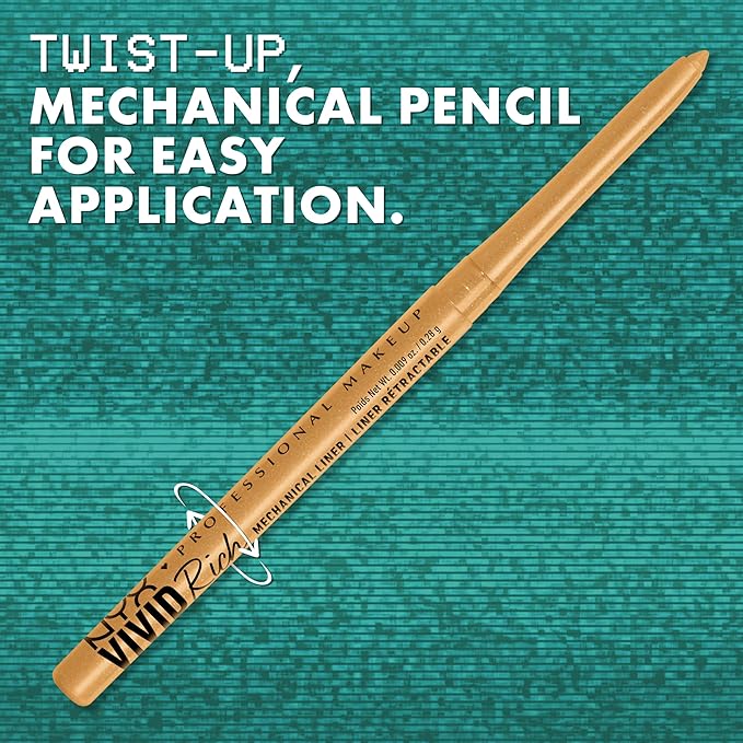 NYX PROFESSIONAL MAKEUP Mechanical Eye Pencil, Vivid Rich Mechanical, Creamy Retractable Eyeliner - Sapphire Bling, Deep Blue Eyeliner