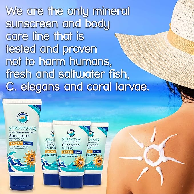 STREAM 2 SEA SPF 20 Mineral Sunscreen Biodegradable and Reef Safe Sunscreen, 3 Fl oz Paraben Free Non Greasy and Moisturizing Mineral Sunscreen For Face and Body Protection Against UVA and UVB