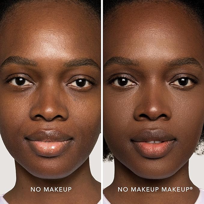 No Makeup Makeup Long-Lasting Lightweight Foundation & Brush Duo | Cruelty-Free, Fragrance-Free, Buildable, Transfer-Proof Makeup (Warm Deep)