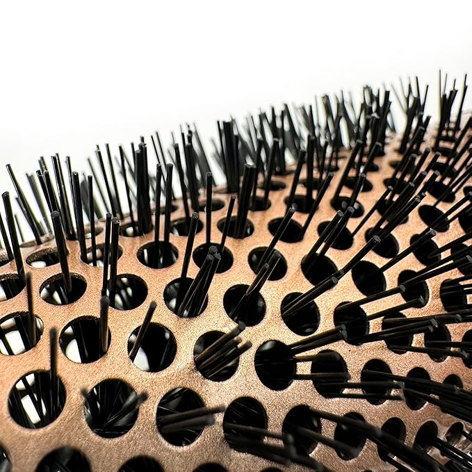 Phillips Brush Luxe Vented Thermal Round 1 Brush - 2.75 inch Diameter Vented Barrel Brush with Heat Retaining Aluminum Core, Sleek Rose Gold & Black Colorway