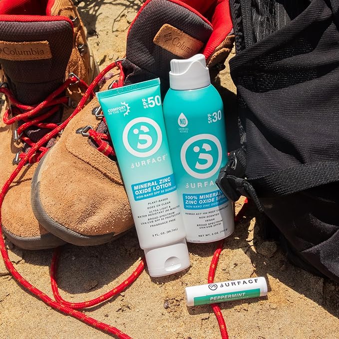 Surface Mineral Sunscreen Spray SPF 30 for Body, Lightweight Non-Nano Zinc Oxide Formula, Reef Friendly, Broad Spectrum UVA UVB Protection, Water Resistant Sun Care for 80 Minutes Outdoor Use, 5oz