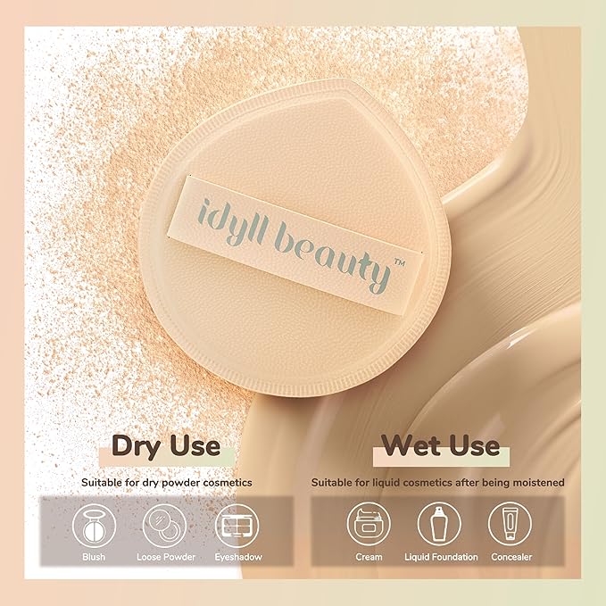 Blending Sponge Puff Set, Latex Free Powder Puff for Liquid Cream Foundation, Vegan & Cruelty Free, Beginner-friendly for Women Beauty Blender Make up Sponges 8 Pieces