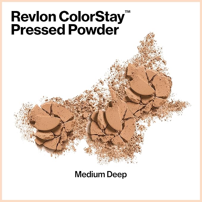 Revlon ColorStay Pressed Powder Face Makeup, Longwearing, Fragrance-Free, Noncomedogenic, 850 Medium Deep, 0.3 oz