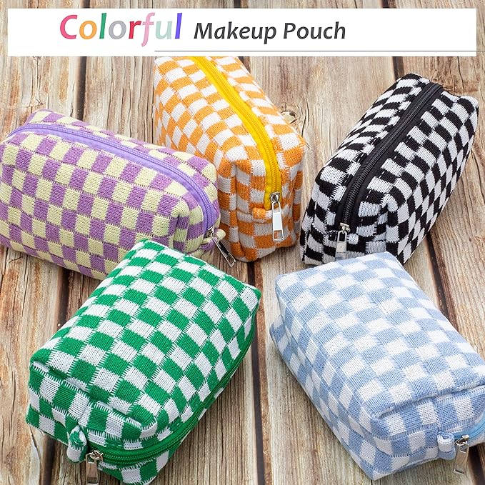 Pazimiik checkered makeup bag for