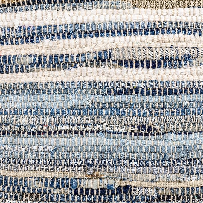 Mark&Day Pouf Ottoman, Korneuburg Natural Fiber Navy Cube Pouf Foot Rest for Living Room, Bedroom and Boho Home Decor (16"x16"x16")