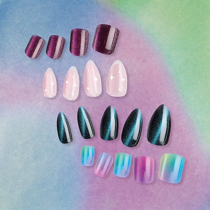 Sally Hansen Salon Effects Perfect Press-On Nails | Almond Shape | Easy to Apply, Non-Damaging | 30 Nails, Nail Glue, Adhesive Tabs, File | She's Shifty