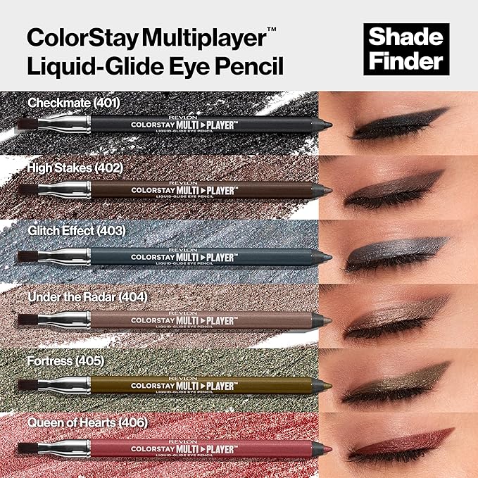 REVLON ColorStay Multiplayer Liquid-Glide Eye Pencil, Multi-Use Makeup With Blending Brush, Blends Then Sets, Creamy Texture, Waterproof, Smudge-proof, Longwearing, 405 Fortress, 0.03 Oz