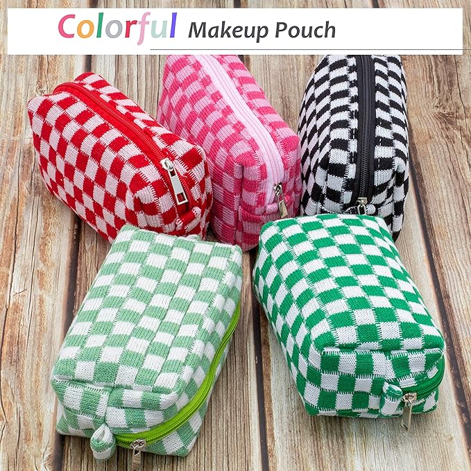 Pazimiik checkered makeup bag for