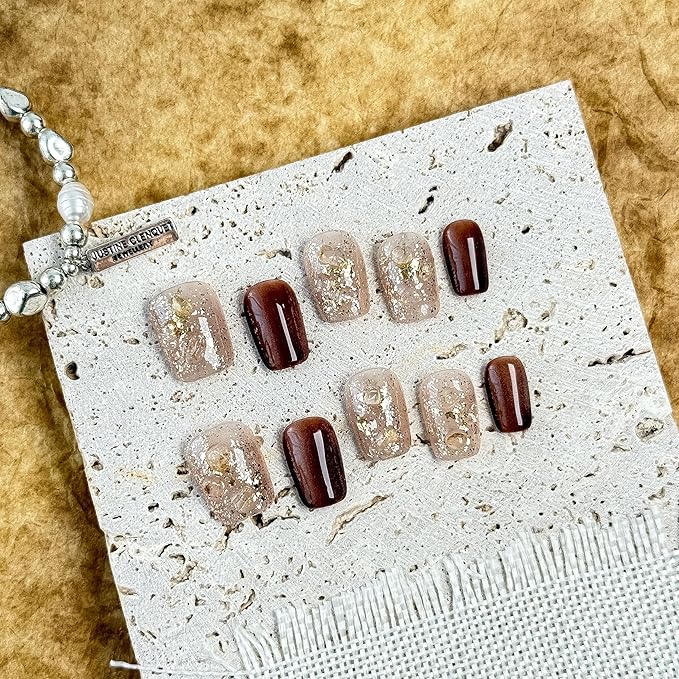 Medium- Nude Luxe French Tip Press-On 10 Nails Manicure Kit for Women | Custom Handcrafted Nail Glue, Dual Nail File, Cuticle Stick & Buffer Block | Measure Before Ordering