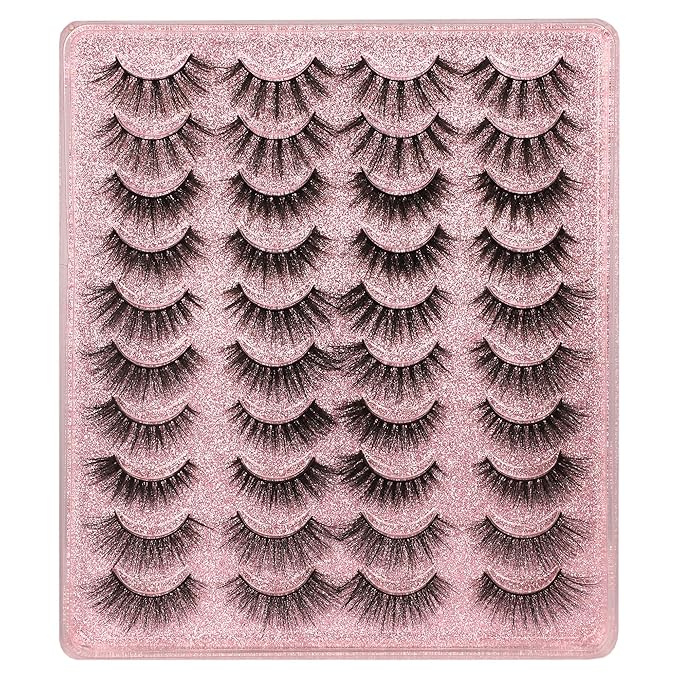 20 Pairs False Eyelashes 3D Faux Mink Lashes Natural Look Wispy Fake Eyelashes ALPHONSE 16-20MM Fluffier Volume Long Thick Lashes Pack 5 Styles Mixed