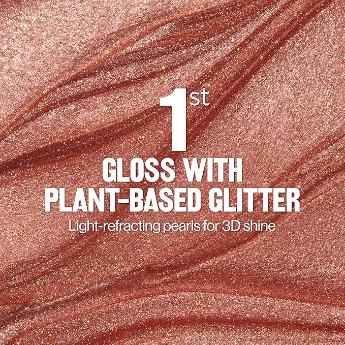 REVLON Super Lustrous Glimmer Gloss Gift Set, 3-Piece, Non-Sticky Lip Makeup, Plant-Based Glitter, High-Shine Finish, 008 Rose Glow, 005 Glazed Almond 001 Diamond Drama
