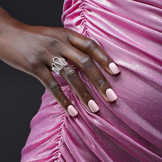 KISS imPRESS No Glue Mani Press On Nails, Color FX, 'Satellite', Light Pink, Short Size, Squoval Shape, Includes 30 Nails, Prep Pad, Instructions Sheet, 1 Manicure Stick, 1 Mini File