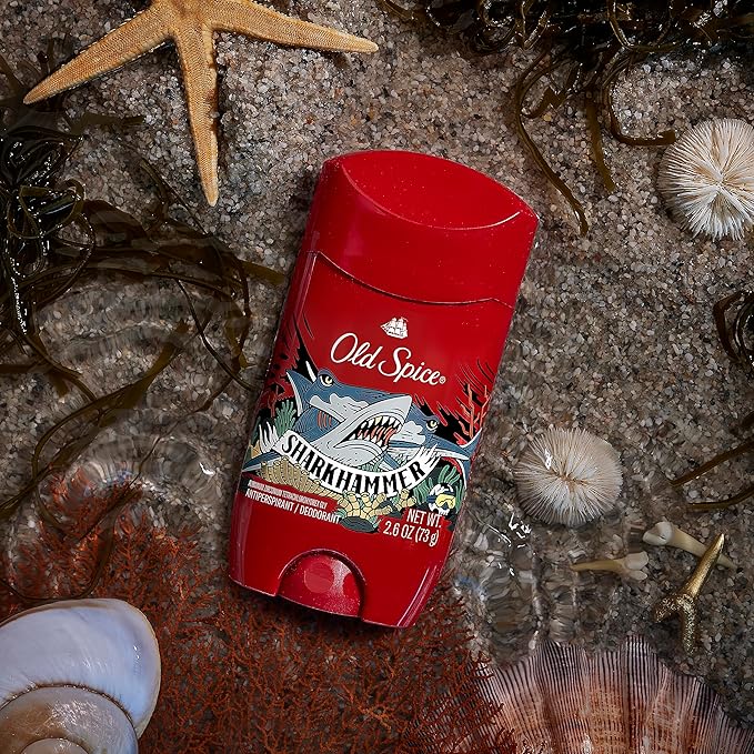 Old Spice Aluminum Free Deodorant for Men, 24/7 Odor Protection, 24/7 Freshness & Lasting Scent, Goes on Clear, Sharkhammer Scent, 2.6 oz (Pack of 6)