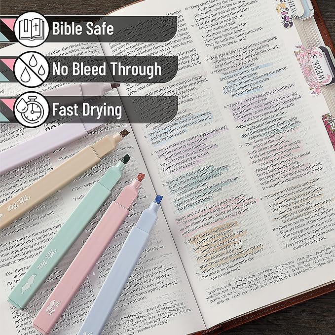 Mr. Pen Aesthetic Highlighters - 8 pcs Chisel Tip Morandi Colors No Bleed Bible Pastel Highlighter Set
