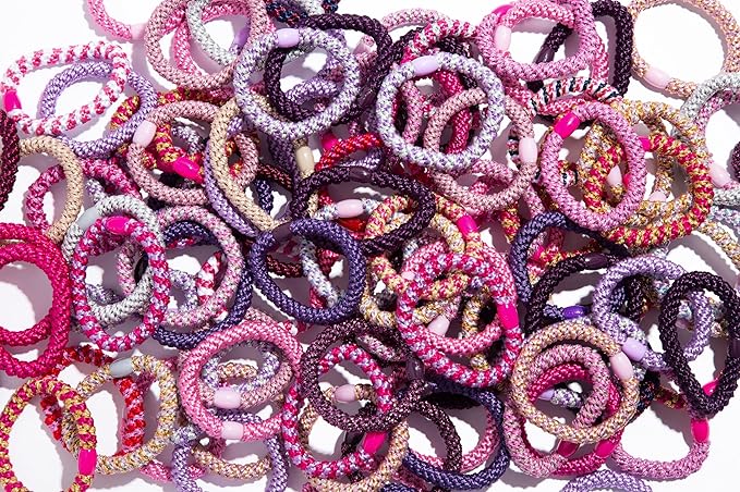 L. Erickson Grab & Go Pony - Royal - 8 Pack Ponytail Holder Hair Ties - Mixed Purples