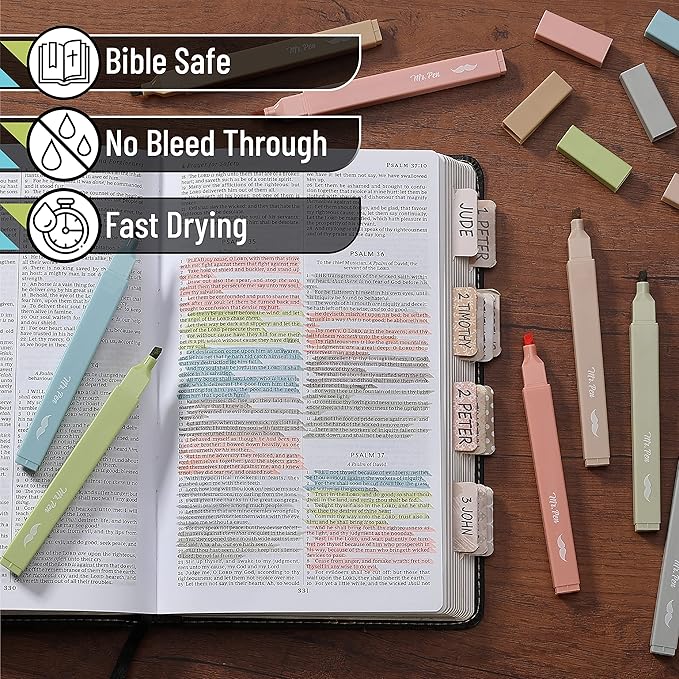 Mr. Pen- Aesthetic Highlighters, 8 pcs, Chisel Tip, Vintage Colors, No Bleed Bible Highlighter Pastel, Highlighters Assorted Colors, Pastel Highlighter Set, Cute Highlighter