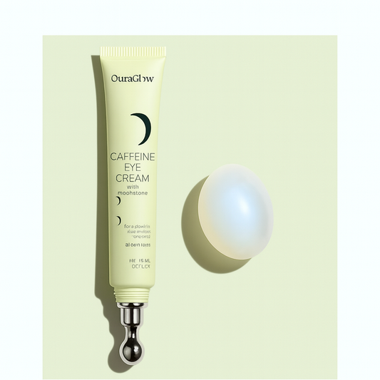 Caffeine Eye Cream for Dark Circles and Puffiness – Moonstone Under Eye Cream with Cooling Tip, Retinol, Hyaluronic Acid & Peptides – for Wrinkles, Bags, Fine Lines – Fragrance-Free
