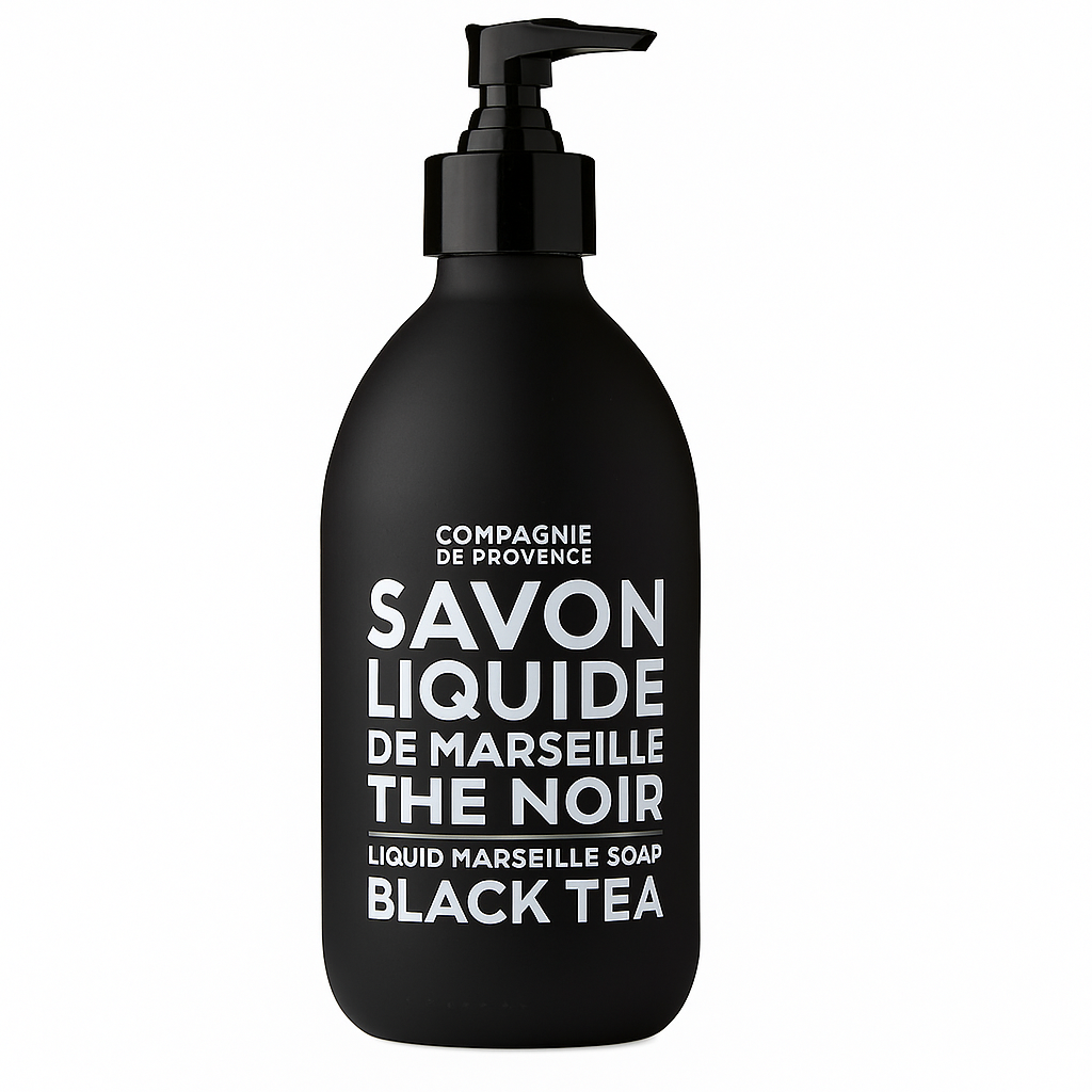 Compagnie de Provence Savon de Marseille Liquid Soap - Black Tea - 10 Fl Oz Glass Pump Bottle