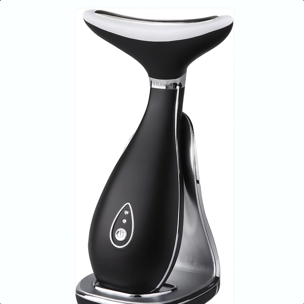 VRAIKO Lily Neck Face Massager, Face Sculpting Tool, Skin Rejuvenation Device with Thermal, Triple Action LED and Vibration, for Anti-Aging, Lifting and Tightening Sagging Skin (Frosted Black)