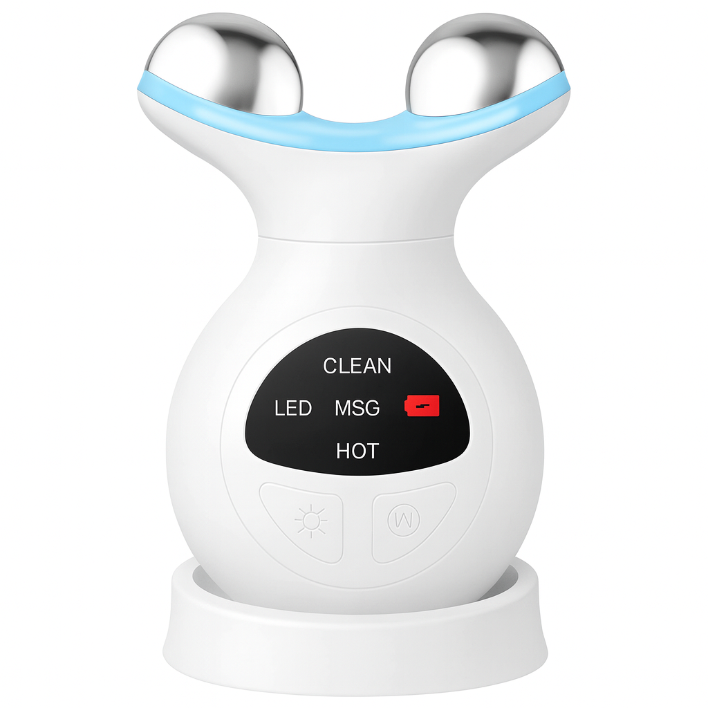 Microcurrent Facial Device, 7 Colors for Fading Fine Lines on Neck and Tightening Skin, Facial Wrinkle Removal Device, Smart Photon Micro-Current Device, White