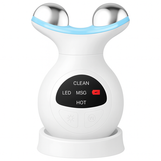 Microcurrent Facial Device, 7 Colors for Fading Fine Lines on Neck and Tightening Skin, Facial Wrinkle Removal Device, Smart Photon Micro-Current Device, White