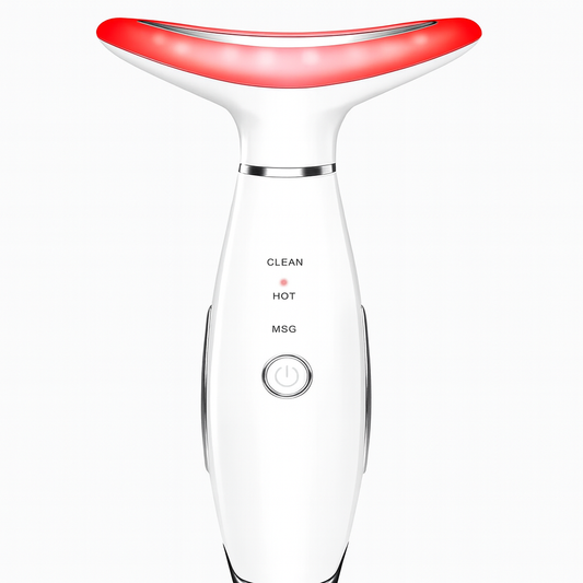 Face and Neck Massager for Face, Neck, Skin Lifting and Firming, Wrinkle and Dark Circles Reduction, Three Color Multi Mode Home Skin Care Facial Contour Tool and Neck Massager, White