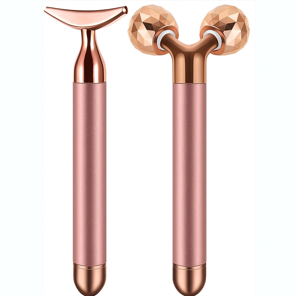 2-in-1 Face Massager Roller Electric Face Roller, 3D Roller and Crescent-Shape Face Massager Kit for Face Skin Care Tools