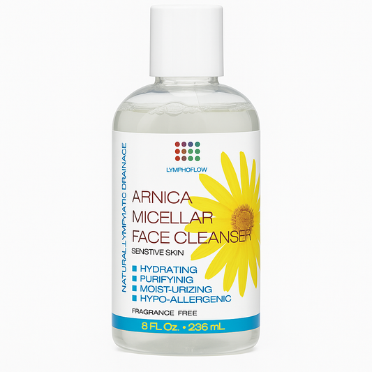 Arnica Montana Micellar Cleansing Water, Facial Cleanser & Makeup Remover, Suitable for All Skin Types, Use for Natural Lymphatic Drainage, Reduces Face Puffiness, Daily Skin Care, 8 Fl Oz