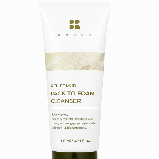 BRMUD Relief Mud Pack to Foam Cleanser - 2-in-1 Purifying & Hydrating Korean Foaming Clay Mask Facial Cleanser for Pore & Sebum Control - Makeup Cleansing Face Wash Korean Skincare (3.71 fl oz)