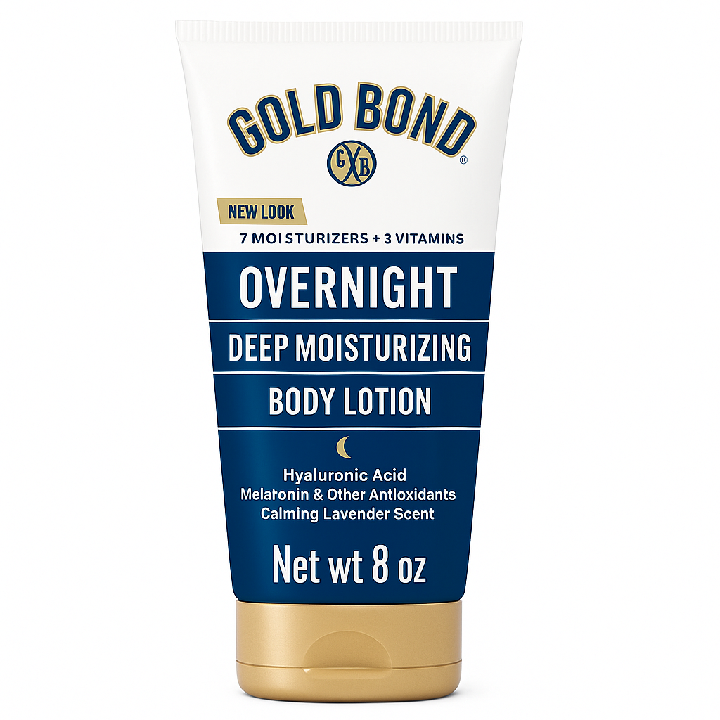 Gold Bond Overnight Deep Moisturizing Lotion, 8 oz., Skin Therapy Lotion With Calming Scent
