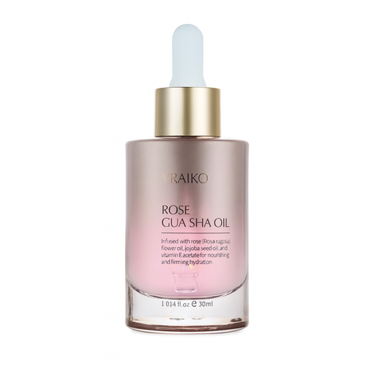 VRAIKO Gua Sha Face Oil Serum | Rosa Rugosa Flower & Jojoba Seed Oil Product | Detox, Plump, Anti-Oxidant, Soothing | Nourish, Cruelty Free, Natural, 1 fl oz