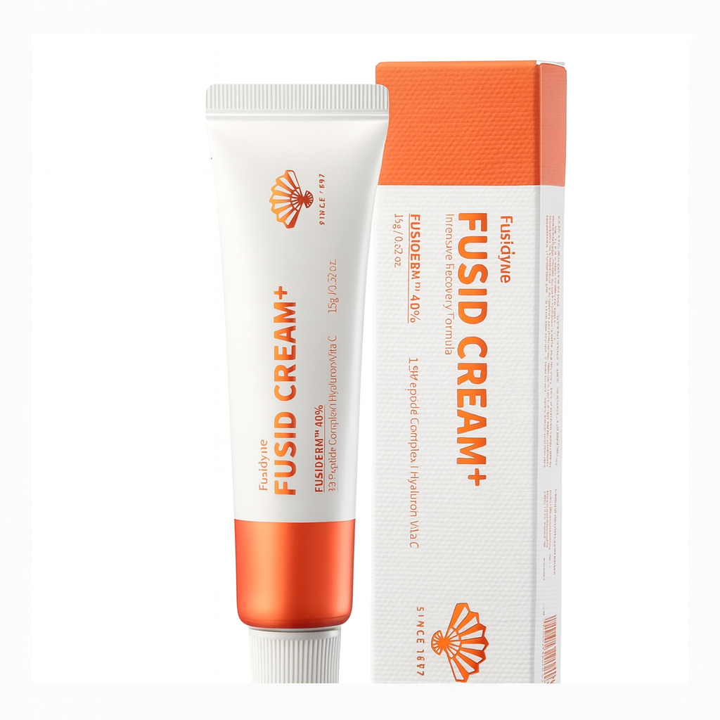 Fusid Cream Plus (1.58oz) - Moisturizer Face Cream for Daily Hydration, Even Skin Tone. Korean Moisturizer for Face with Fusiderm, Peptides, Vitamin C.