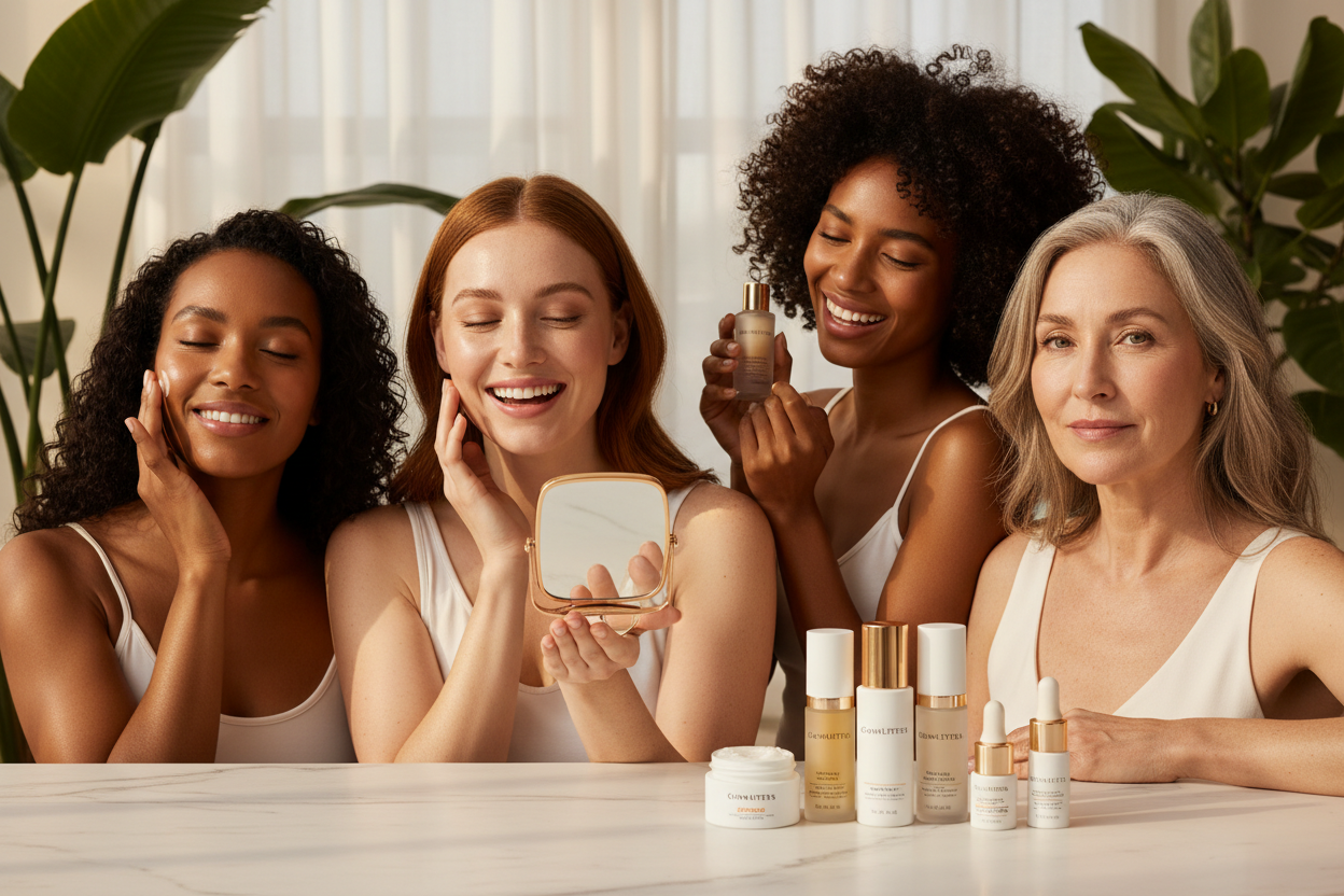 At Glowlettes, each product is thoughtfully crafted to help you glow with confidence, whether you're stepping out for a big moment or embracing the beauty of everyday life. Our mission is to empower you to love the skin you’re in, enhance your unique features, and feel beautifully you—always. (make it real photo)