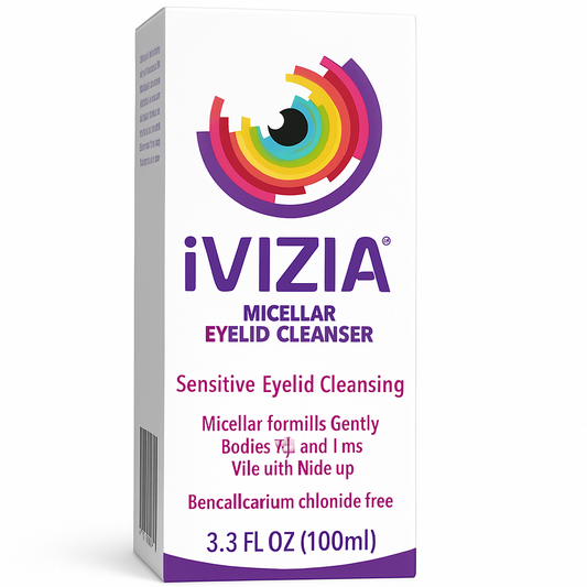 iVIZIA Micellar Eyelid Cleanser for Sensitive Eyelid Cleansing, BAK-Preservative-Free, Rinse-Free, Gently Removes Makeup, 3.3fl oz Bottle Packaging May Vary﻿