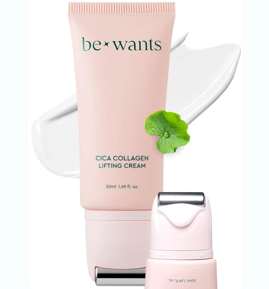 Bewants gua sha neck cream roller, korean neck cream with massage roller, rapid lift neck serum roll on, moisturizer for tightening skin with centella asiatica (1 Pack)