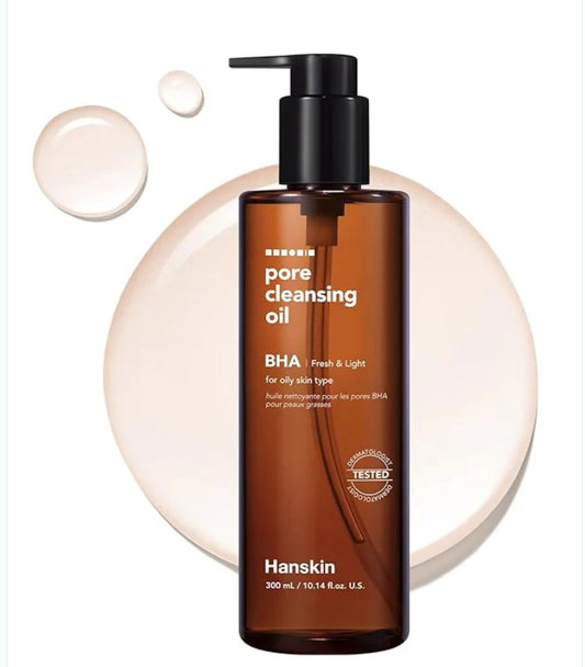 Hanskin BHA Pore Cleansing Oil, Gentle Blackhead Cleanser and Makeup Remover for Combination and Oily Skin, Korean Skincare [BHA/10.14 oz]
